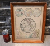 Antique carte du monde Rand McNally, 1891,