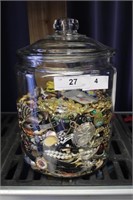 LARGE COLLECTION OF COSTUME JEWLERY IN LARGE JAR