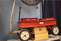 VINTAGE RED WAGON WITH 2 DOLL WAGONS