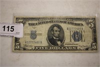 1934 BLUE SEAL $5 BILL