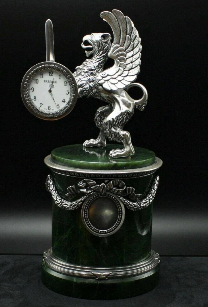 Authentic Faberge GryphonJade/SterlingMantle Clock