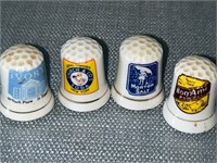 Four Vintage Ceramic Thimbles. Morton Salt