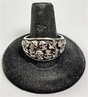 Men's Lg Sterling Silver Skull Ring 8 Gram Size 12