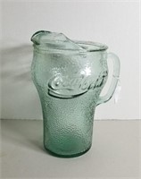 Coca-Cola Green Pebbled Glass Pitcher w/