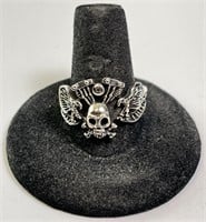 Men's Sterling Silver Skull Ring 8 Grams Size 9.5