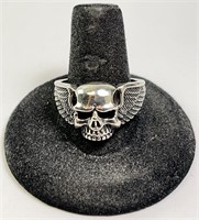 Men's Sterling Silver Skull Ring 8 Grams Size 10.5