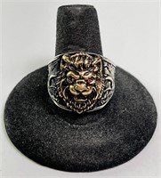 Men's Sterling Lion Ring 13 Grams Size 10.75