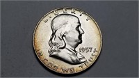 1957 D Franklin Half Dollar Gem Uncirculated