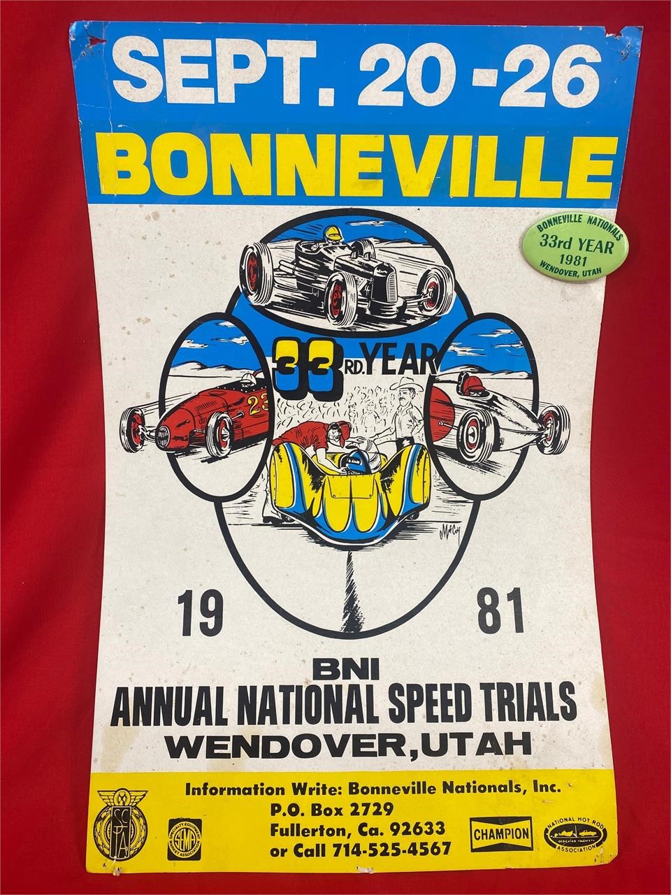 1981 Bonneville Salt Flat Speed Trial Poster & Pin