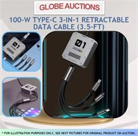 100-W TYPE-C 3-IN-1 RETRACTABLE DATA CABLE(3.5-FT)
