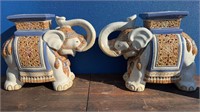 A PAIR OF CERAMIC INDIAN ELEPHANT PLANT STANDS