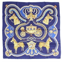 Hermes Silk Scarf Carre 90 Paperole Blue