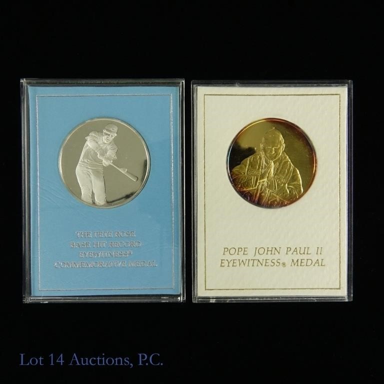 Silver Pete Rose and Pope John Paul II Medals (2)