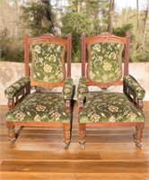 EDWARDIAN UPHOLSTERED LADIES AND GENTS CHAIRS
