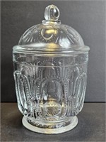 Vintage Lidded Clear Glass Candy Jar