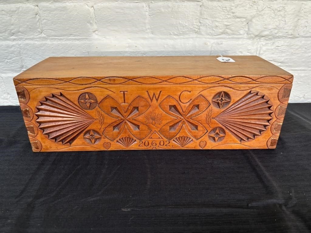 Carved  Kauri Pine Box