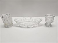 LOT OF 3 CRYSTAL GLASS