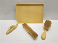 MID CENTURY VANITY HAIR BRUSHES AND TRAY