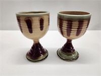 MID CENTURY HAND PAINTED LASSE GOBLETS