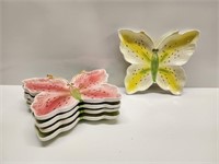 LOT OF (5) BUTTERFLY CERAMIC PLATES