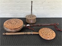 Three Copper Bed Warmers