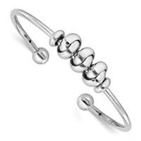 Sterling Silver Knot Beads Bangle Bracelet