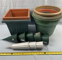 Plastic Planters (7) and Cemetary Vases (8)