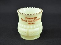 Uranium Custard Glass Maine Souvenir Toothpick Cup