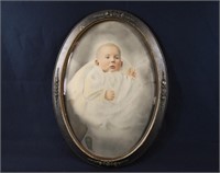 Victorian Convex Bubble Glass Colored Baby Photo