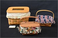 3- Longaberger Baskets with Liners