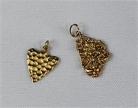2- 14kt Chunky Gold Charms 4.4 Grams