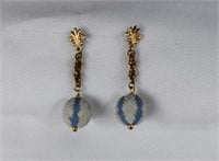 14kt Gold & Wedgwood Jasperware Dangle Earrings