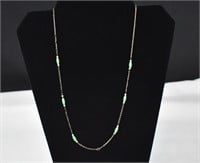 Sterling Silver Jade & Pearl Necklace