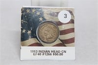 1863 Indian Head Cent / EF