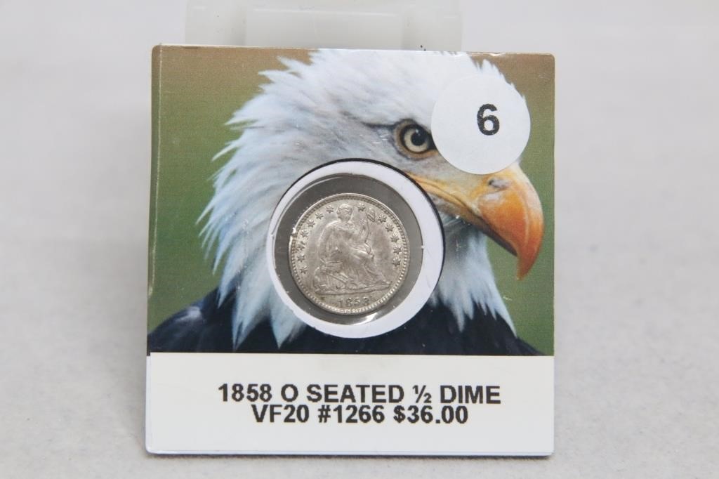 1858 O Seated Liberty 1/2 Dime / VF20