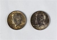 2- 1964 90% Silver Kennedy 1/2 Dollars