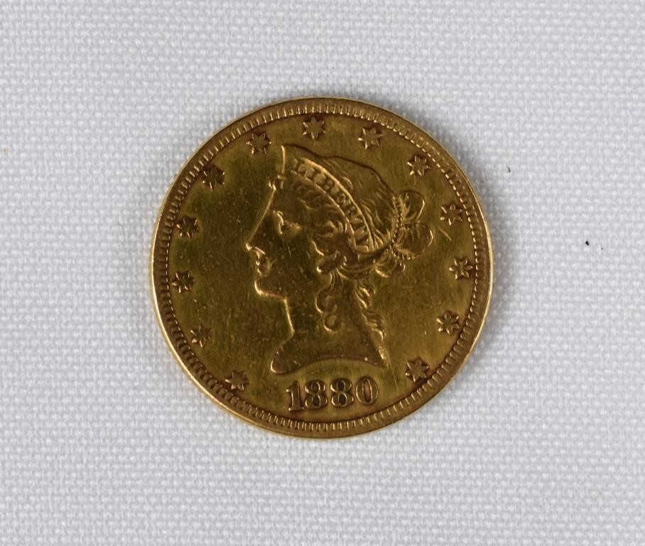 1880 Gold Eagle $10 Liberty Head Coin