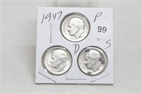 1947PDS Silver Roosevelt Dimes