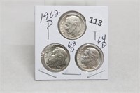 1962/63/64D Silver Roosevelt Dimes