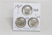 1962/63/64P Silver Roosevelt Dimes