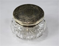William B Kerr Sterling Silver & Glass Dresser Jar