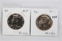 (2) BU Kennedy .50 From Mint sets 1980 & 1987