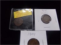 3 Indianhead pennies 1893 & 1904