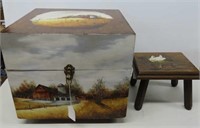 Decorative Hand Painted Stool & Box