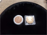 1 copper coin 1 Bronze metal