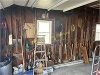 Wall Contents - Gardening Tools, Extension Cords,