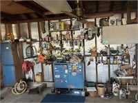 Wall Contents - Bench Grinder, Cabinets,