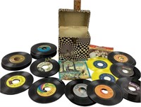 Vinyl 45 record case.  Dividers.  Assorted