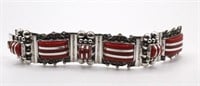 A Mexican Sterling & Coral Bracelet, , stamped
