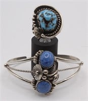 2pc Southwest Silver & Turquoise-Sterling bangle